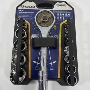 Kobalt 14-piece Multi Fit Socket & Direct Drive Ratchet Open Box 0607975